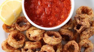 Calamari Fritti Italian Fried Calamari Light Crispy amp Tender With Spicy Marinara Sauce [upl. by Aral]