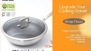 Stainless Steel Frying Pan Wok Whit Lid 32cm Nonstick Cookware 😍👌cookwares kitchenware kitchen [upl. by Adriana]