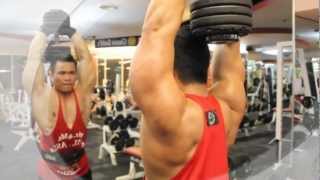 20121014 Training in Golds Gym Glorietta  Triceps Biceps Abs [upl. by Atikal]