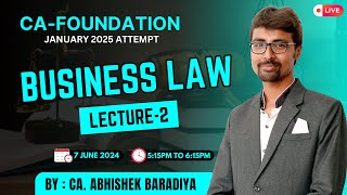 CAFOUNDATION  BUSINESS LAWS  LECTURE2  By  CA Abhishek Baradiya [upl. by Oremo]