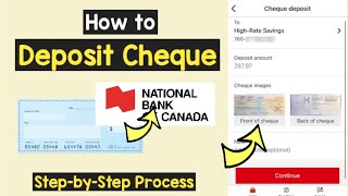 Deposit Cheque National Bank of Canada  Redeem Cheque National Bank app  Encash Cheque [upl. by Kingsley]