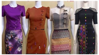 Modern And Traditional Burmese Dresses Ideas  Myanmar Dresses Collection [upl. by Alian]