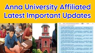 Anna University Affiliated Recent Notification Full Details 👍 [upl. by Saffier]