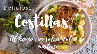 📢 COSTILLAS al horno bañadas en mostaza dulce 😋 Baked RIBS with sweet mustard en 2 minutos😉 [upl. by Simone56]