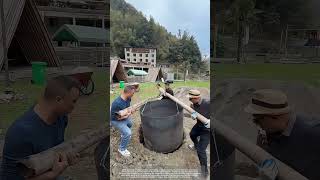 Put A Big Iron Barrel Into The Pit For Roasting Whole Lamb [upl. by Carlock]