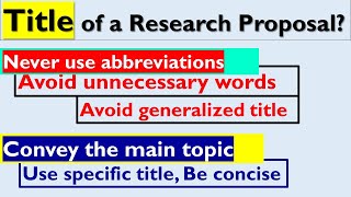 How to Select Title for a Research Proposal [upl. by Emilia53]