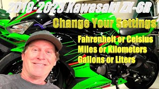 How to set a 2019 2024 Kawasaki ZX6R to Imperial or Metric [upl. by Glimp9]