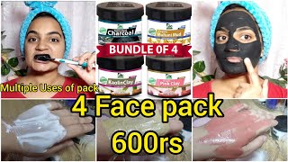 pack of 4 Natural and organic facial care Multani Mud Activated Charcoal  kaolin clay  pink clay [upl. by Azila]