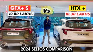 Zyada VFM kaun hai 🤔  2024 Kia Seltos HTX Plus vs GTX Plus S [upl. by Orren922]