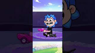 Pink Car vs Black Bike Awesome Race 🌈🏁 cartoon song [upl. by Desta]