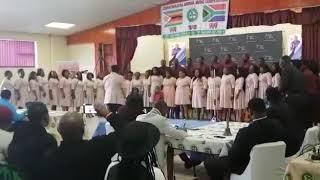 ZCCCT Choir singing the competition song at the 2019 Zim SA Catholic Music Competitions [upl. by Ahsikam]