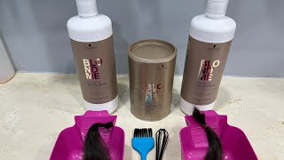 SCHWARZKOPF BLONDME PREMIUM BOND ENFORCING LIFT 9  Natural hair lightning  IGORA VIBRANCE [upl. by Whitford]