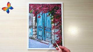 Pintar en lienzo una PUERTA con flores con acrílicos [upl. by Latricia94]