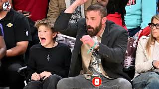 Ben Affleck and Son Samuel Cheer on the Los Angeles Lakers Courtside in Rare FatherSon Outing [upl. by Eelymmij]