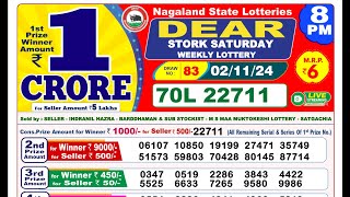 LIVE Lottery Sambsd 8pm Official 02112024 Result  Nagaland State Lottery [upl. by Accber]