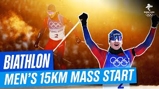 Biathlon  Mens 15km Mass Start  Full Replay  Beijing2022 [upl. by Refinnaej]