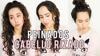 3 PEINADOS FÁCILES PARA CABELLO RIZADO 🖤 [upl. by Cleve28]