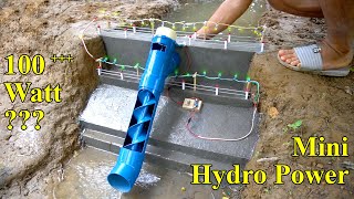 Mini hydroelectricity with screw conveyor system Hydroelectric science project Free energy [upl. by Oralle230]