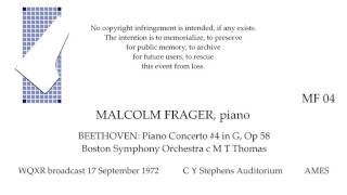 MALCOLM FRAGER Live BEETHOVEN Piano Concerto 4 BSO c Thomas 1972 broadcast AMES [upl. by Arhas]