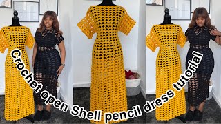 Open Shell stitch Crochet dress tutorial  easy tutorial Mihankushea [upl. by Bowles]