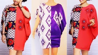 How to make a Kaftan dress short gown  kaftan top with African fabric  cutting and sewing [upl. by Salzhauer]