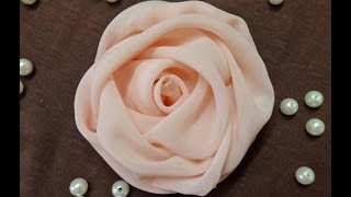 DIY chiffon rosefabric rose tutorialhow to make [upl. by Hutner]