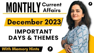 December 2023  Important Days amp Themes  Monthly Current Affairs December 2023 With Mnemonics [upl. by Frieda]