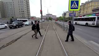 Красноярск трамвай маршрут 4 2023 год  Siberia Krasnoyarsk tram route 4 2023 year [upl. by Atived]