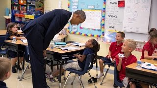 President Obama Talks with FirstGraders at Tinker Elementary School [upl. by Teleya]