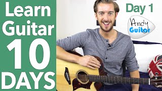 Guitar Lesson 1  Absolute Beginner Start Here Free 10 Day Starter Course [upl. by Saeger]