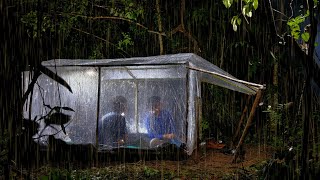 Camping hujan Deras  Dihantam Hujan Deras Berkalikali Saat Membuat Shelter Dari Plastik di Hutan [upl. by Ricky]