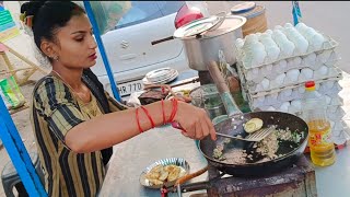 Amol butter boiled egg fry street food  anda fry recipe  Street food egg masala chije Omelette [upl. by Ainslee635]