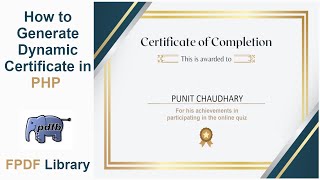 How to generate dynamic Certificate in PHP using FPDF [upl. by Ydnyl566]