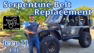 How To Change The Serpentine Belt On A Jeep TJ [upl. by Martell]