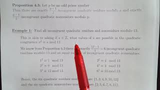 41 Quadratic Residues Example 1 [upl. by Sim332]