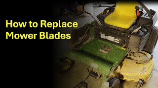 How to Replace Blades on a zero turn or riding mower Blade removal John Deere Z525 or similar [upl. by Drida]