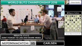 CARLSEN VS NEPOMNIACHTCHI  WORLD BLITZ CHAMPIONSHIP 2018 [upl. by Shaughn634]