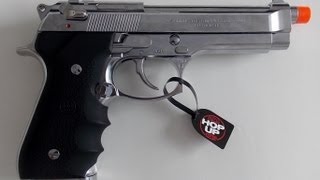 Pistola Airsoft GBB Tokyo Marui M92FS Chrome Stainless Pistol 6mm cromada [upl. by Mauve519]