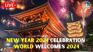 LIVE New Year 2024 Celebrations  Dubai Bangkok Hong Kong Fireworks  World Welcomes 2024  IN18L [upl. by Kirbee166]