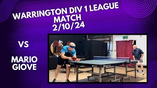 Neil Myatt vs Mario Giove Antispin BH  Warrington Div 1 League Match  21024 [upl. by Prichard]