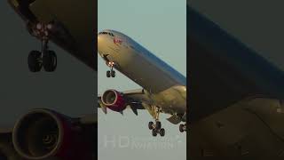 LOUD Airbus A340600 Takeoff out of San Francisco Airport  Virgin Atlantic [upl. by Adnarram]