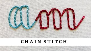 Chain Stitch  Lettering Tutorial  Afeei  Embroidery By Afeei [upl. by Atteyek423]