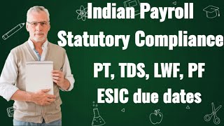 Payroll Statutory Complianec  PF  PT  TDS  LWF [upl. by Furlani629]