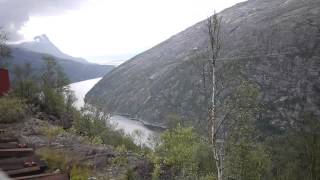 Ofoten railway line along the Norwegian fjord above Arctic Circle [upl. by Aivan804]