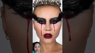 white swan vs black swan 🦢🪽🪶 FAKE BLOOD 31daysofhalloweenmakeup [upl. by Iffar998]