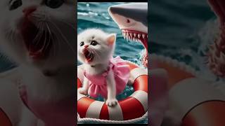 will the shark eat the kittenkittten cute cat catlover cutecats [upl. by Notnert]