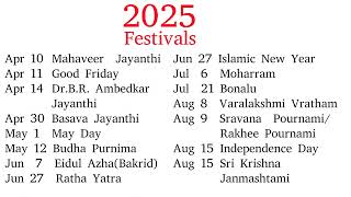 2025 Festivals List [upl. by Noed]