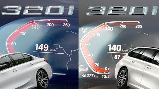 BMW 320i Touring vs Limousine 0100 kmh acceleration  G20 vs G21 [upl. by Eilujna]