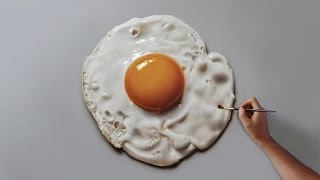 Fried Egg  Painting on canvas  How to Paint 3D Art [upl. by Deste]