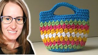 Crochet cluster stitch bag tutorial crochetclusterstitch crochetbagtutorial [upl. by Lourie]